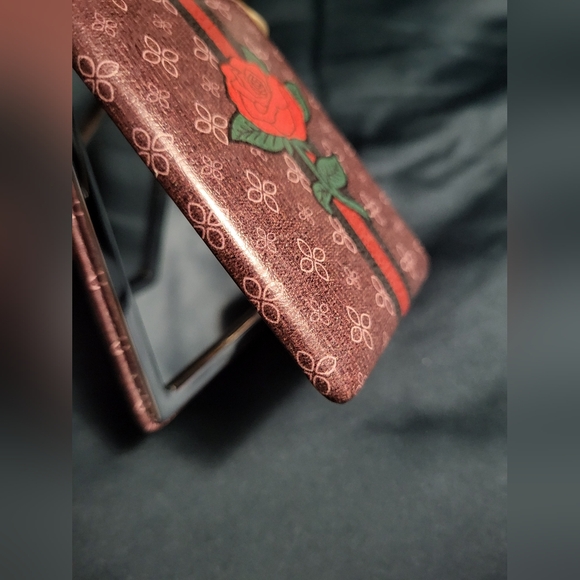 Other - Compact Mirror with Red Rose Design